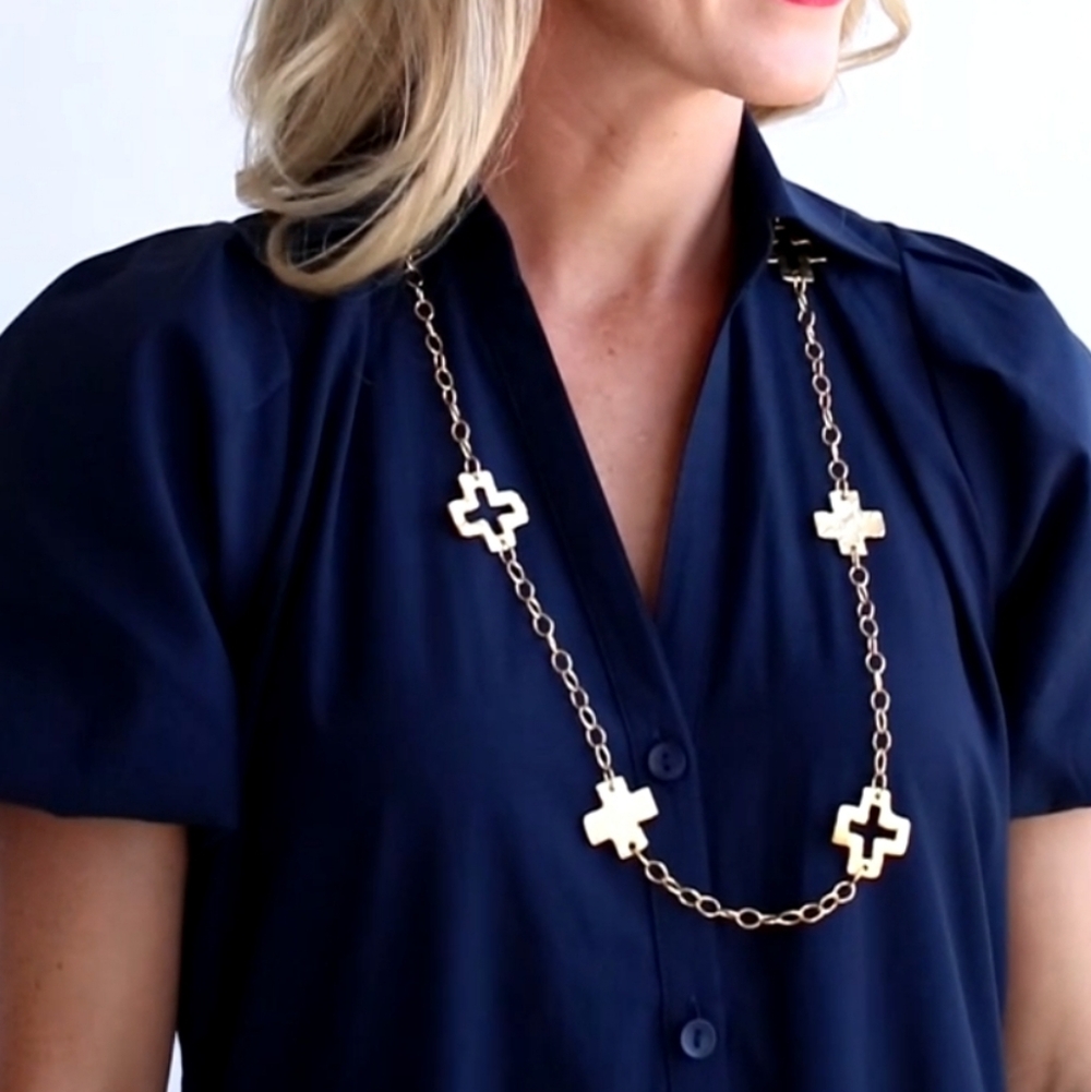 Susan Shaw Elegant Gold Cross Necklace NWT
